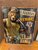 16” x 12.5” metal right to bear arms