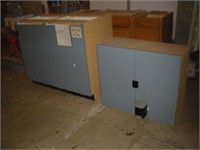 (3) Blue Cabinets