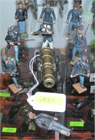 Ten piece Civil War soldier and cannon group