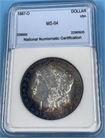 1887 O Morgan silver dollar MS64 by NNC       (M 1