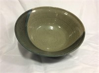 Signed Hand Turned Pottery Bowl 13" Wide