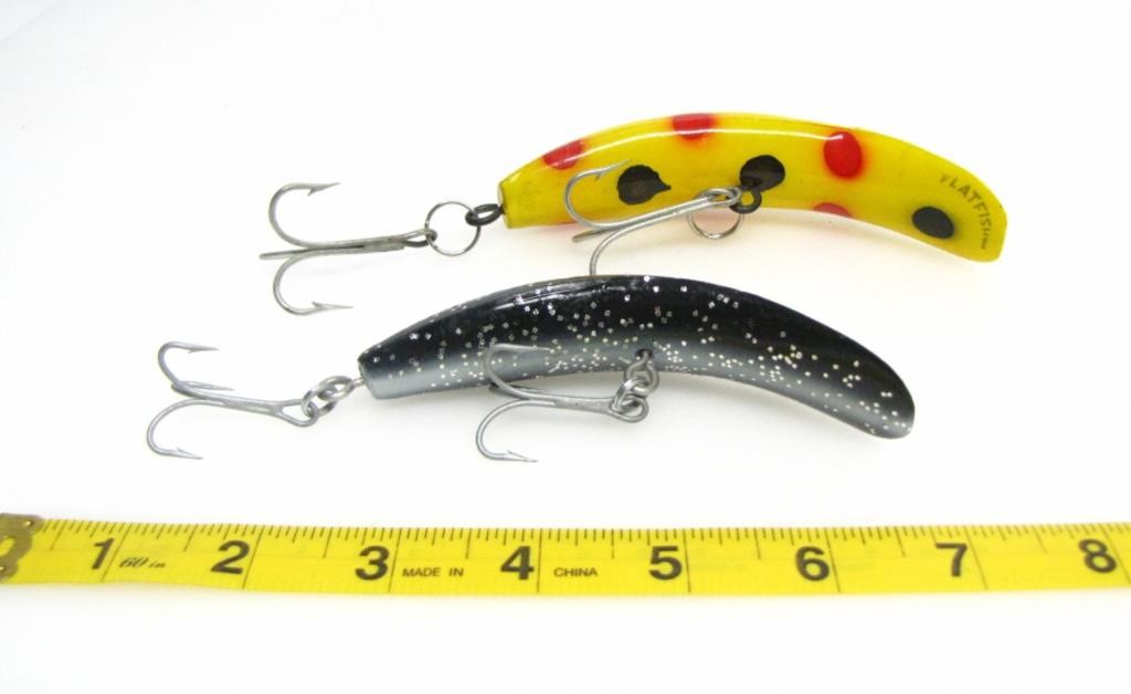 2 FLATFISH DOUBLE TREBLE HOOK LURES