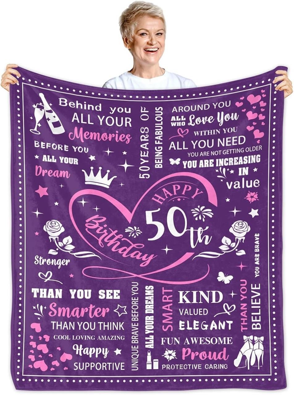 50th Bday Gifts For Women Blanket 50x60