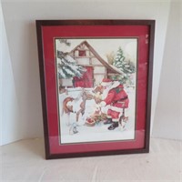 Santa w/Pony Framed Print by Jodi Jensen 17" x 21"