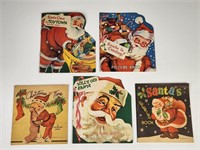 5) VINTAGE CHRISTMAS SANTA PICTURE & COLOR BOOKS
