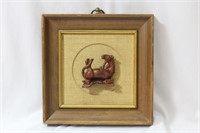 A Chinese/Oriental Framed Wooden Horse