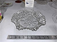 Fluted cut glass serving dish 10.5" inches fruit