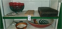2 shelves 
Personal care kit rooster bowl,