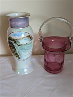 CRANBERRY ART GLASS & GERMAN VASE