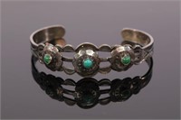 FRED HARVEY ERA INDIAN STERLING & TURQUOISE CUFF