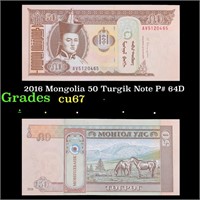 2016 Mongolia 50 Turgik Note P# 64D Grades Gem++ C