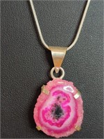 925 stamped 22-in necklace with pink agate