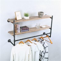 Industrial Pipe Clothing Rack Wall Mounted  48in