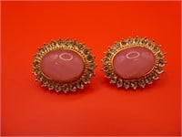 Butler 1" Pink & Rhinestone Earrings