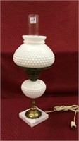 Electified Hobnail Milkglass Dbl Globe Lamp