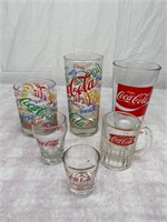 Lot of 6 Vtg Coca-Cola Advertising Glasses