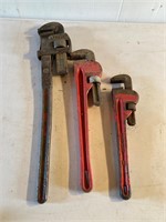 Pipe wrenches. 24”. 18”. 14”.