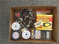 BOX OF WIRES AND RADIATOR CLAMPS