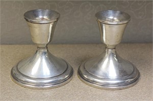 Set of 2 Weighted Sterling Candle Holders