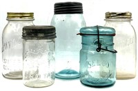 (5) Various Vintage Canning Jars