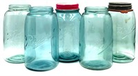 (5) Ball "Drop A" Triple "L" Quart Jars