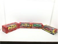 4 die cast model cars.