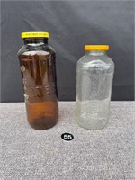 2 Lidded Glass Water/Juice Jars