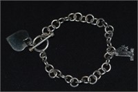 925 Silver Tiffany Style Charm Bracelet