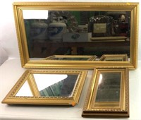 (2)pc Gilt Frame Wall Mirrors & (1)pc Mirror Tray