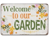 Metal Sign Welcome To Our Garden Vintage Decor