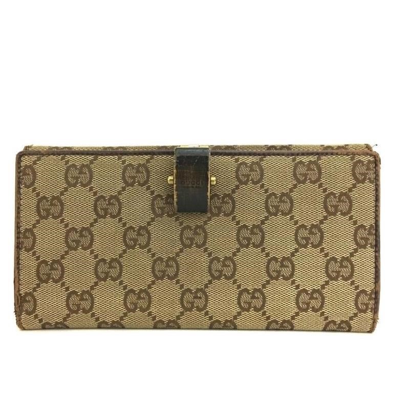 GUCCI LOGA CANVAS WALLET | Live and Online Auctions on HiBid.com