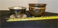 vintage brass footed planter with 2 handles