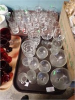 2 TRAYS WATER AND OTHER GLASSWARE