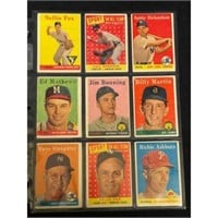 (9)1958 Topps Baseball Stars/hof Low Grade