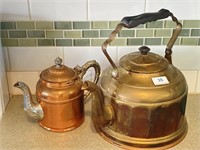 Brass tea kettle and copper tea pot