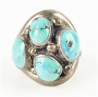 Jewelry Sterling Silver Turquoise Cluster Ring