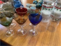 6 Christmas & 6 stemware glasses