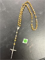 Amber Glass Beads Rosary Nickleplate
