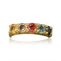 14K YELLOW GOLD MULTI SAPPHIRE RING