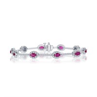 14K WHITE GOLD 1.36CT DIAMOND 2.68CT RUBY BRACELET