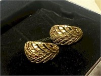 Gold hoop earrings marked 14kt