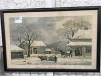 Home To Thanksgiving Currier & Ives Framed Print