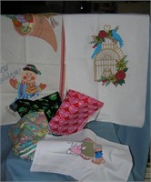 Nice box full of holiday linens includes Christmas