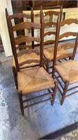 Set of Four Rush Seat Ladderback Chairs