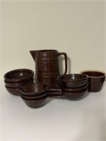 Vintage Marcrest Stoneware Pottery Pitcher & Bowls
