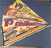 VINTAGE PENNANTS-YANKEES/BREWERS/PHILLIES+