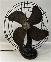 GREAT LARGE 1930'S METAL FAN WITH CAST BASE
