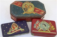 Vintage litho souvenir candy tins Royal Family 50s