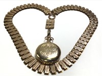 Crown Ladies Pocket Watch w/Antique Link Chain