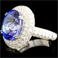 8.47ct Tanzanite & 2.22ctw Diamond Ring 18K Gold